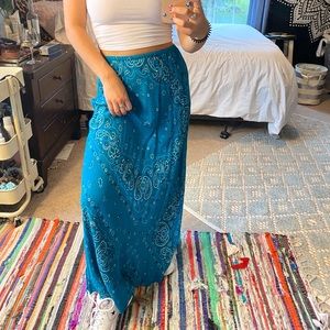 Teal Bandana Pattern Maxi Skirt